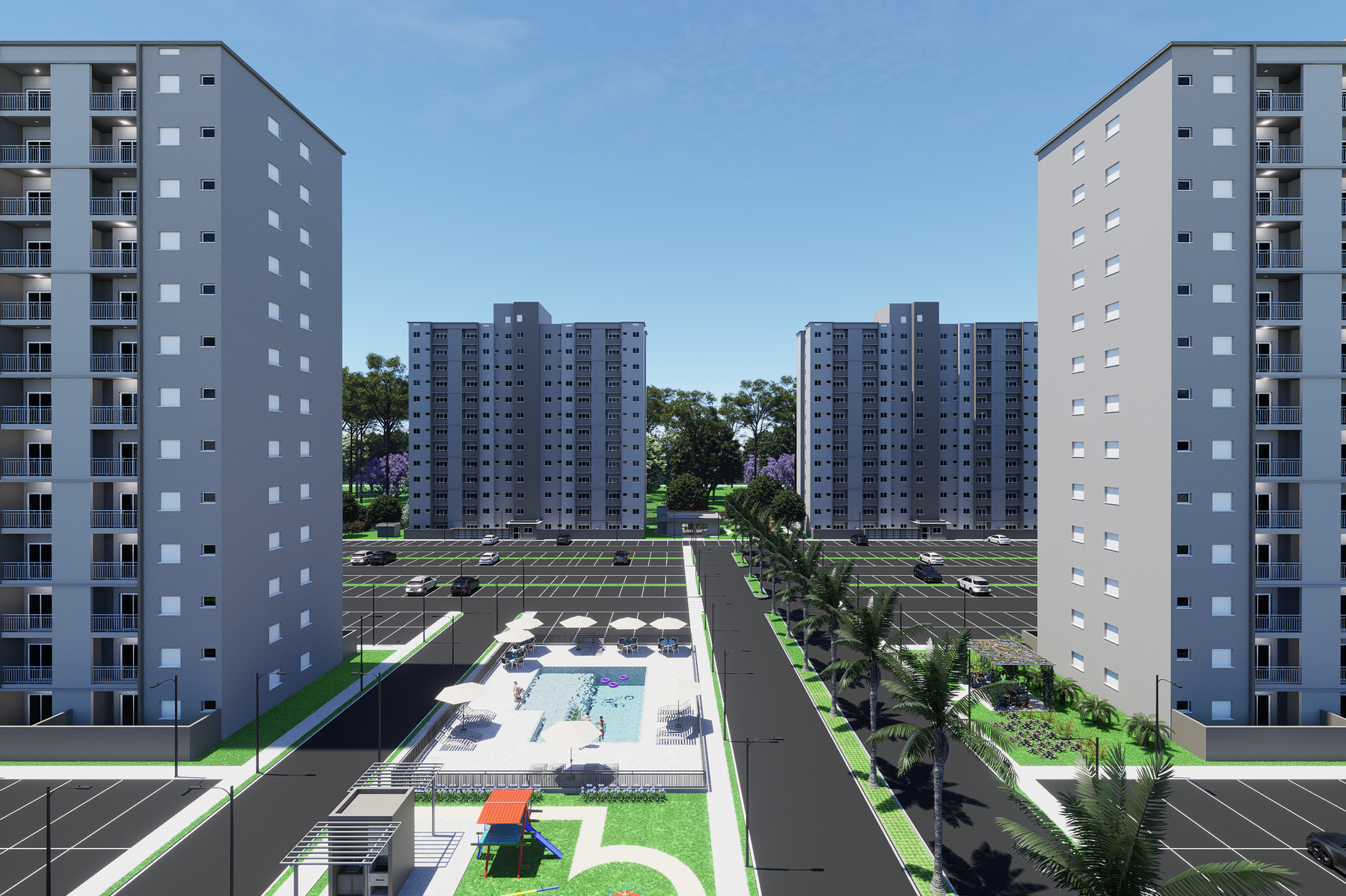 Vista alta do residencial